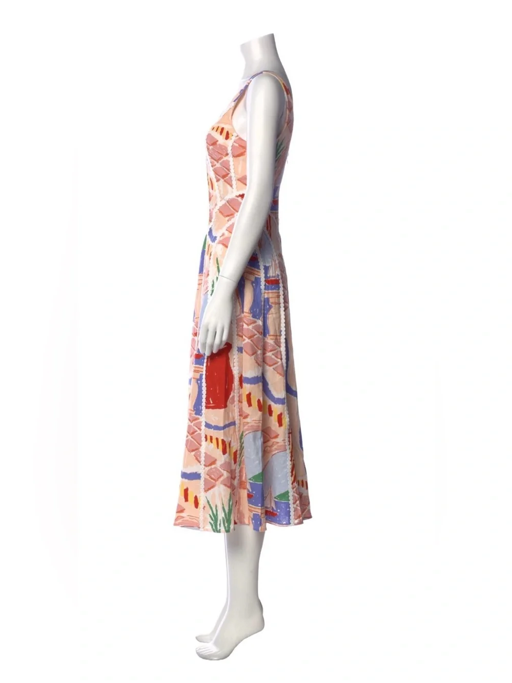 Christian Lacroix Linen Blend Scenic Coastal Print Maxi Dress Size medium - Picture 3 of 11